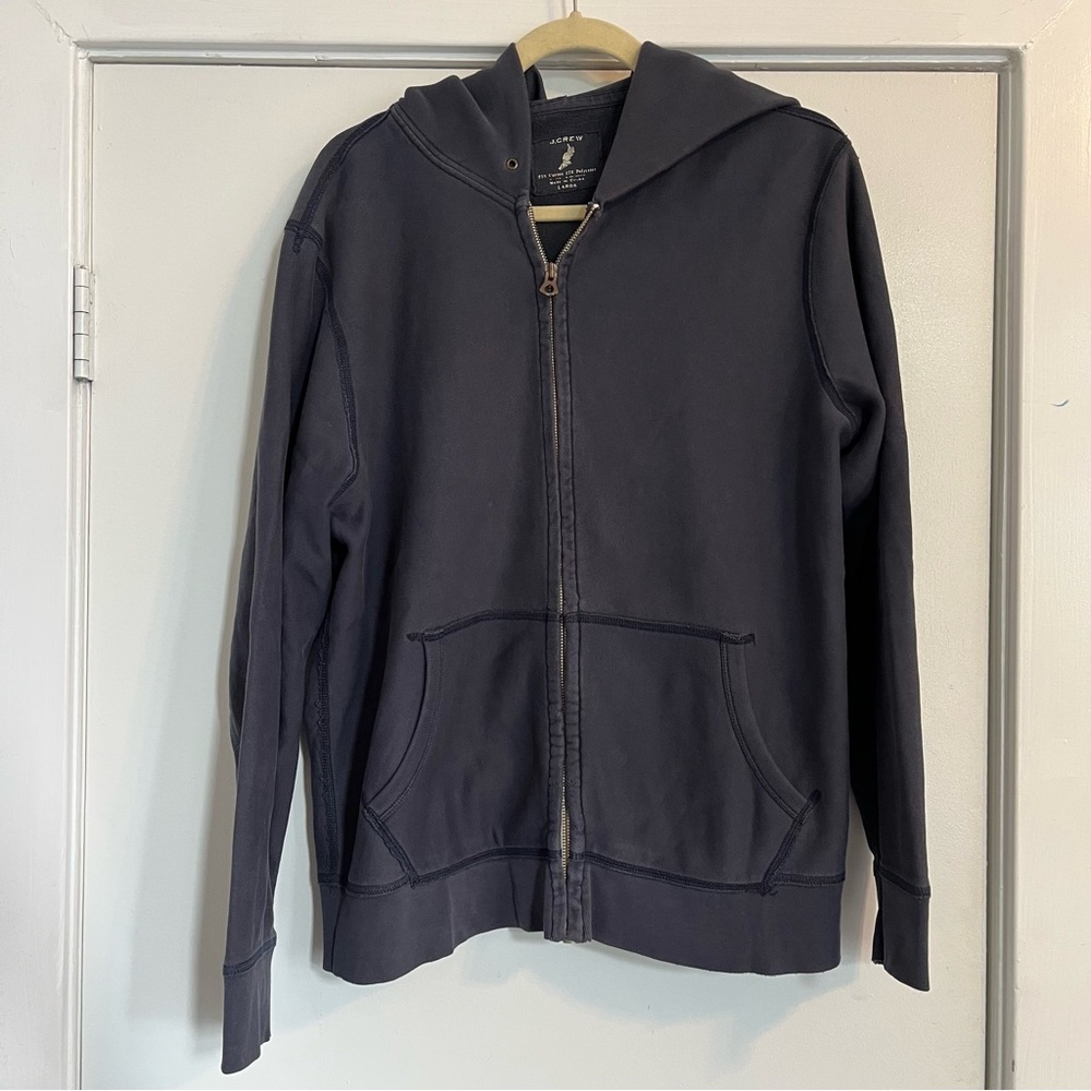 J. Crew Men’s size large Zip-Up Jacket Hoodie sweatshirt NO STRING pockets